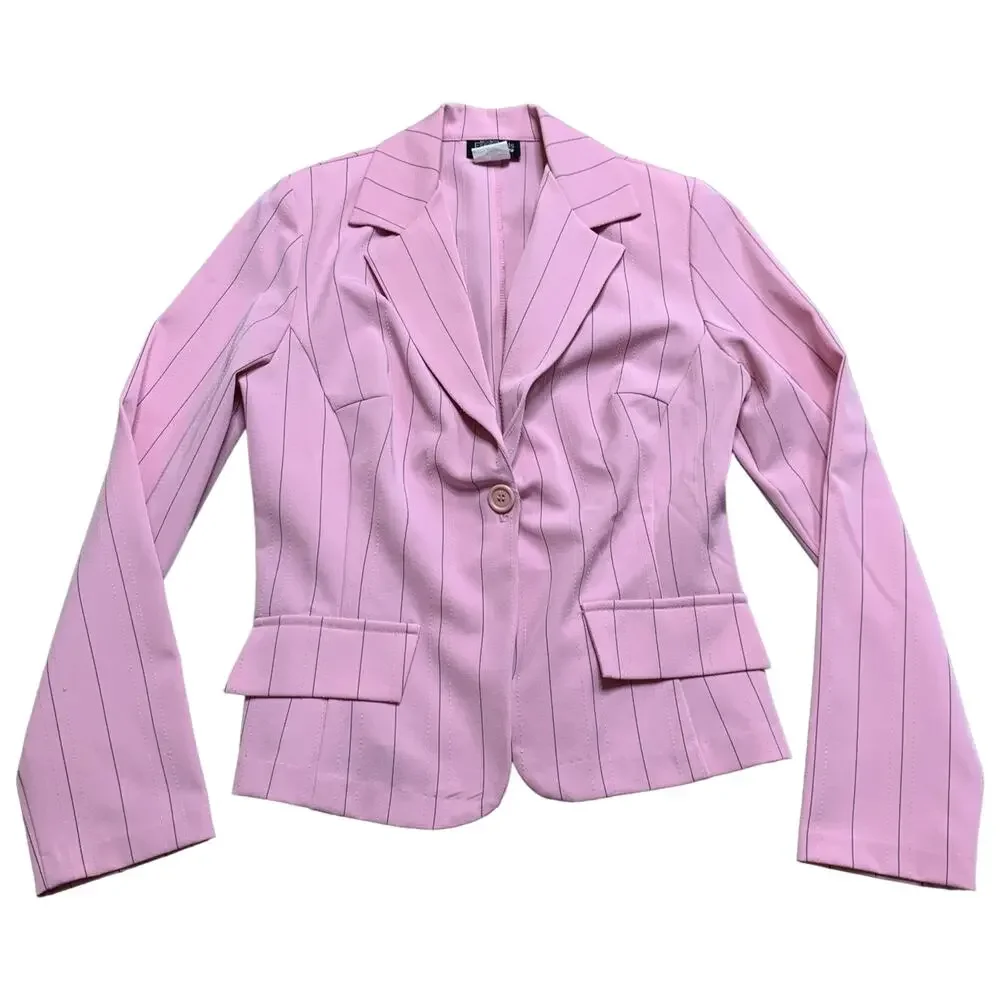 Vintage Y2K Pink Pinstripe Blazer Size 11